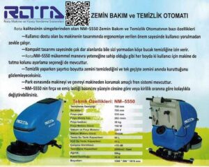 rota ht 55 zemin temizlik ve bakim otomati 300x239 - Elektrikli ve Akülü Zemin Yıkama Makinesi